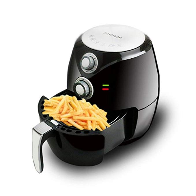 1400W Electric Air Fryer by Feiuruhf,Oilless Air Fryer Low Fat Electrothermal-Air Convection Fryer 2.8L Black Temperature Control, Timer, Deep Air Fryer Cooker