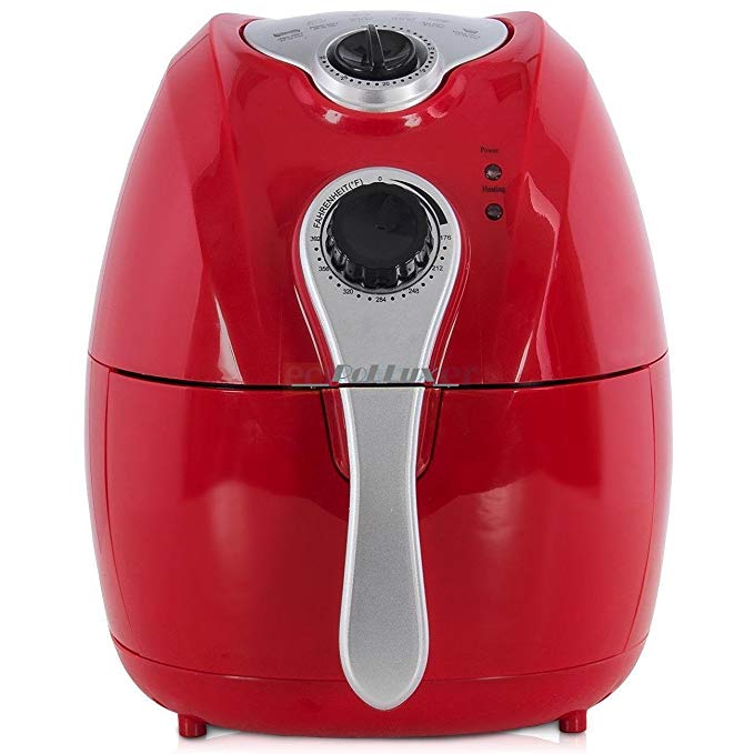 PoLLux - Electric Air Fryer w/ Temperature Control - Detachable Basket Multi Function - 1500w (Red)