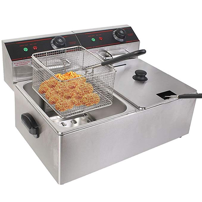 New Deep Frye 5000W Electric Countertop r Dual Tank Commercial Restaurant Steel