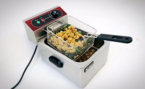 Professional 5.5L Electric Deep Fryer, Stainless Steel Chicken Chips Fryer with Basket Scoop for Commercial Restaurant Counter-top Family Food Cooking, Single Tank