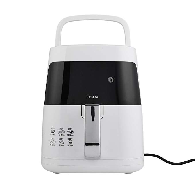 KONKA Air Fryer Microcomputer Control with Rapid Air Circulation Technology KGKZ-2501 110V 2.5L Smokeless Multi-function Electric Air Fryer with Detachable Frying Basket and Safety Handle (White)