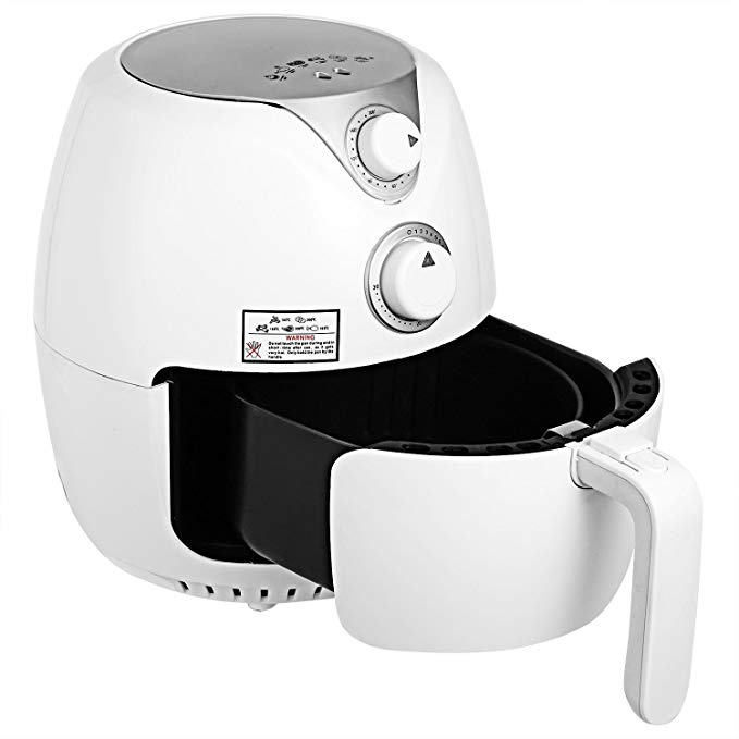 (US STOCK)Lantusi Electric Air Fryer Healthy Deep Fryer Powered Air Circulation Fryer with Temperature Control Timer, Detachable Basket and Handle, White