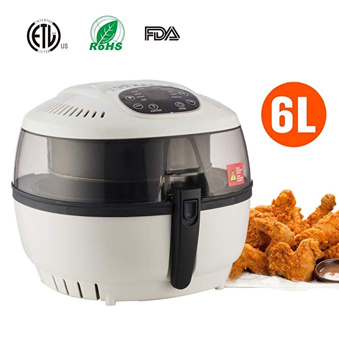 6.3 Quart 1500W Electric Air Fryer XL 3D Oil-Free Air Cooker Roaster Kitchen Cooking Machine with Recipe Book for Frying Roasting