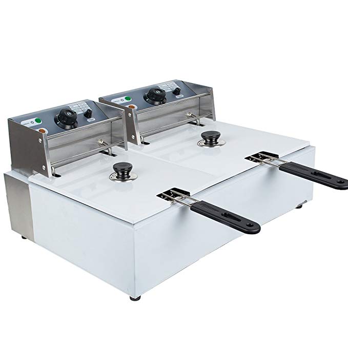 Electric 11L Dual Tanks Deep Fryer Commercial Tabletop Fryer 5000W Suitable for Restaurants, Supermarkets, Fast food stands, Snack bars, Parties