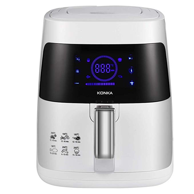 KONKA Power Air Fryer, 2.65QT Digital Screen Control Air Fryer Extra Large Capacity 1400W/110V, White