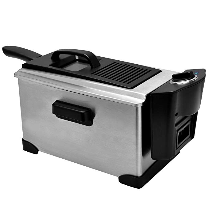 tonyang 1600W Electric Deep Fryer One Tank Stainless Steel 3 1/2 Quart With Temperature Control