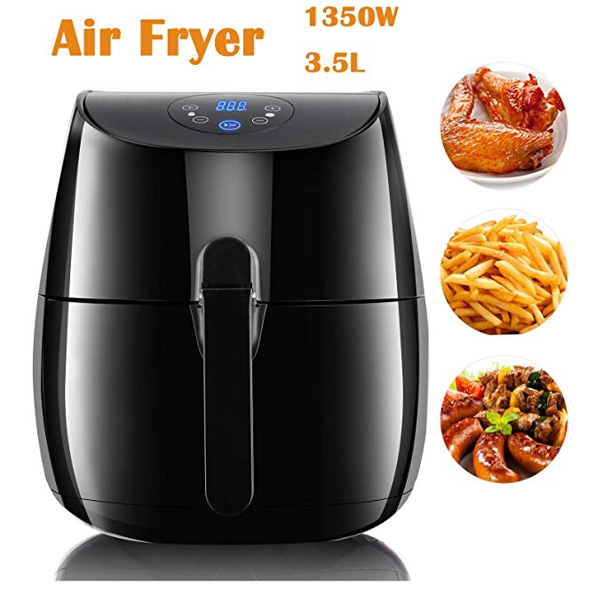 1350W 3.5L Electric Air Fryer, 3.7QT Multi-Function Oil Free Hot Air Fryer Cooker with Timer and Temperature Control for Healthy Cooking