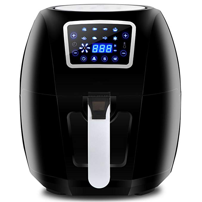 HomeGarden Electric Deep Air Fryer 1800W 5.8 Qt Digital Air fryer Oil Free Airfryer Cooking Dishwasher Safe Parts, Recipe Books