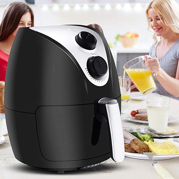 Air Fryer Cooker Electric 1500W Multi Low Oil Fat Healty Cooker Black with Rapid Air Circulation System MD Group