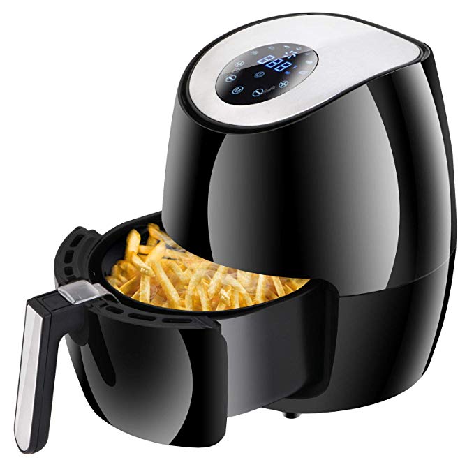 1300W Electric Air Fryer Low-Fat Touch Screen Control w/ 6 Cooking Presets Timer