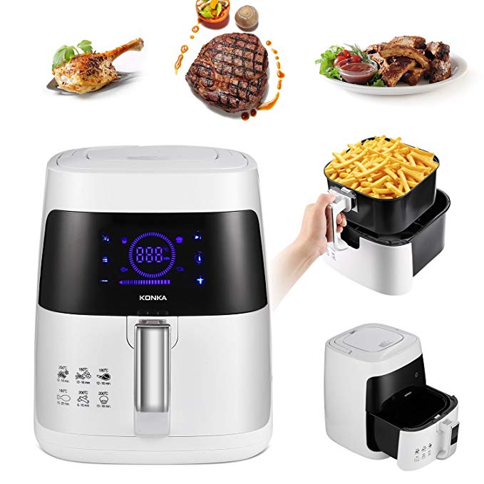 Digital Air Fryer Touchscreen | KONKA KGKZ-2501 2.5L 1200W Non-stick Smokeless Deep Air Fryer Oven Cooker -Oil Free Healthy Cooking