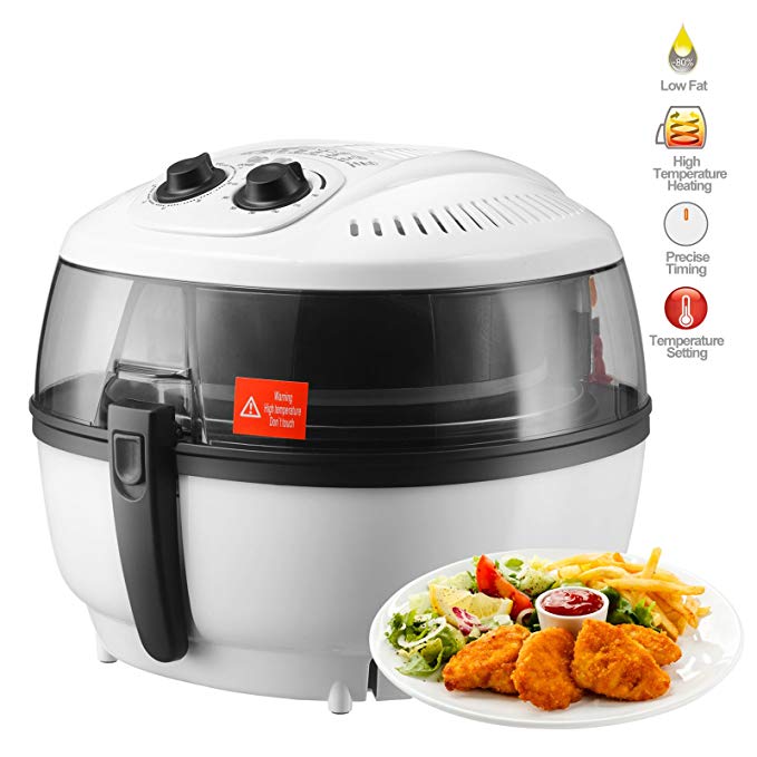 SUNCOO Electric Hot Air Fryer Oil-less Automatic Roaster Griller with Timer Temperature Control 6Quarts, 1200-1400W, White