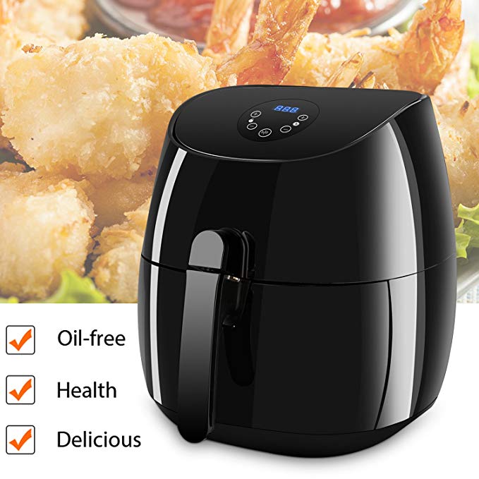 3.7 Quart Electric Power Air Fryer Cooker, 1350W 3.5L Extra Large Capacity Non-Stick Coating Digital Air Fryer XL with Rapid Air Circulation Technology Smart Automatic Temperature Controls (US STOCK)