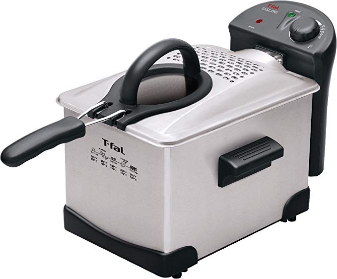 T-fal FR1014 Easy Pro Enamel Immersion Deep Fryer 3-Liters of Oil, 2.6-Pound, Silver