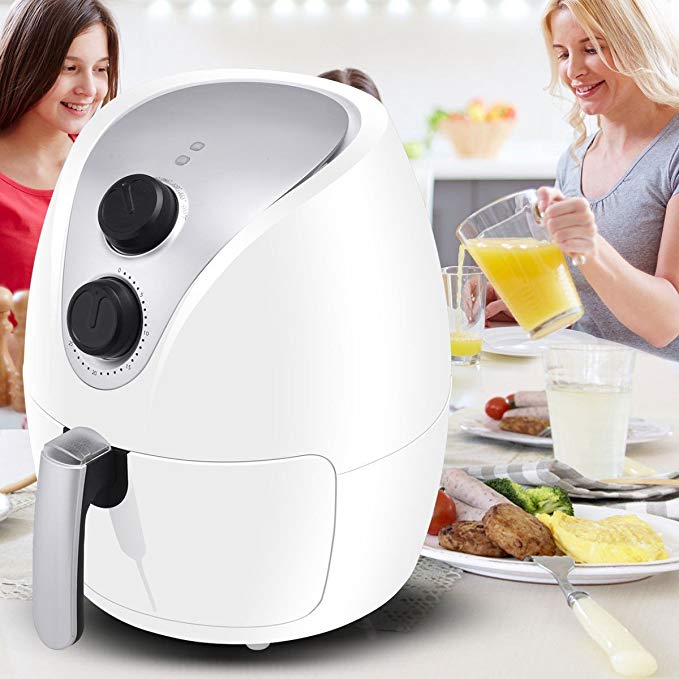 Custpromo 1500W Electric Air Fryer Cooker with Rapid Air Circulation System (White)